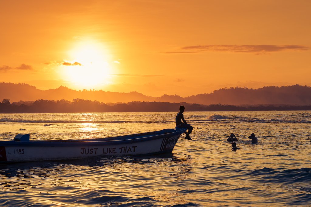 Swimming at sunset in Puerto Viejo de Talamanca