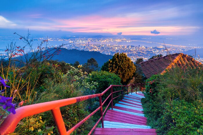 Visit Penang Hill, overlooking George Town, at sunset