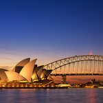 Sydney Opera House and Harbour Bridge at twiglight