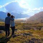 A family hike through the Iceland landscape