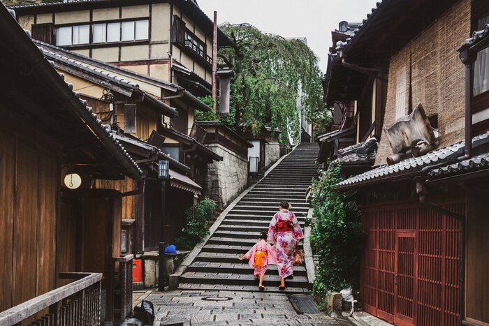 Take the kids to Kyoto to experience the historic streets and a traditional tea ceremony