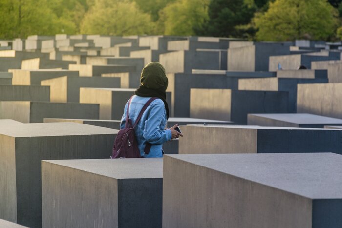 Start the tour in Berlin and walk through the Holocaust Memorial