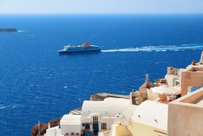 Ferry approaching Santorini