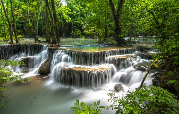 Visit the seven-tiered waterfall of lush Erawan National Park