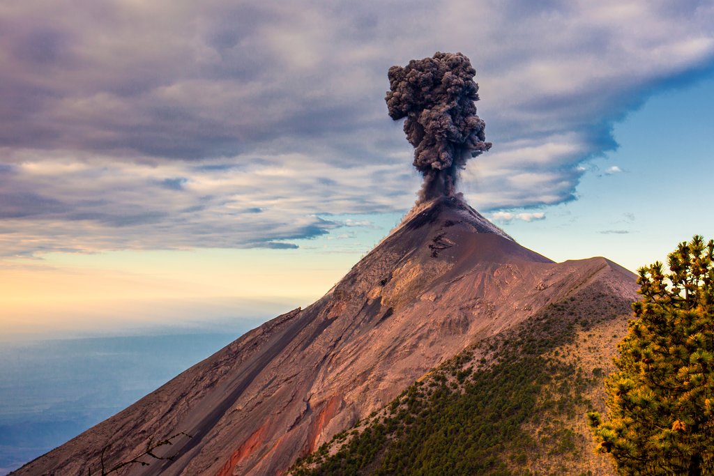 Fuego Volcanic Eruptions From Camp