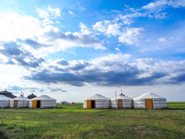 Sleep out on the Mongolian steppe in traditional ger camps