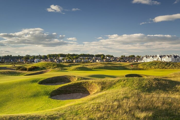 Play at the Carnoustie British Open Golf Course