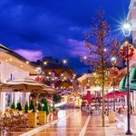 The New Bazaar lit up for Christmas and New Year in Albania's capital, Tirana