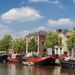 Old ships on a canal in Leeuwarden