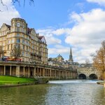 The Avon River and historic Pulteney Bridge in Bath