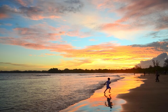 Sunset over the beaches of Weligama