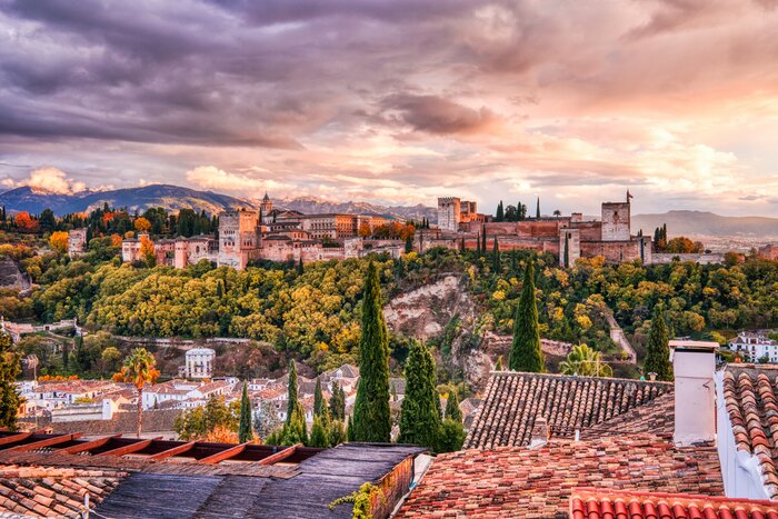 The Alhambra Moorish palace overlooks the Andalusian city of Granada