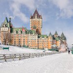 Québec City's Château Frontenac blanketed in a wintry layer of snow