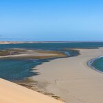 Golden dunes of the Skeleton Coast fall into the Atlantic Coast