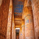 Beautiful ancient hieroglyphs in the Habu Temple at Luxor