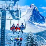 Riding a ski lift in Gornergrat with famed Matterhorn in the background