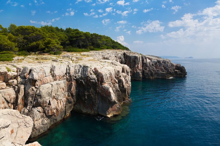 Dramatic sea cliffs on Lopud