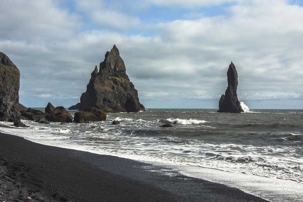 Look for black sand beaches on the drive back to Reykjavik