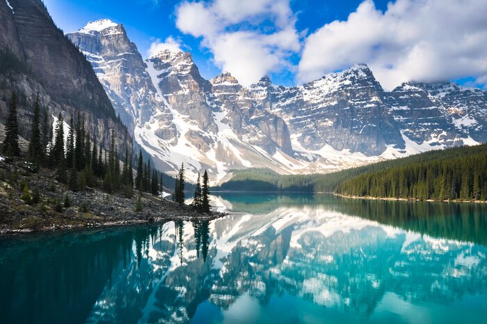 British Columbia's iconic Moraine Lake is best visited early morning or evening in late June to September