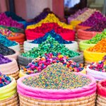 Brilliant colors in the markets of Marrakech