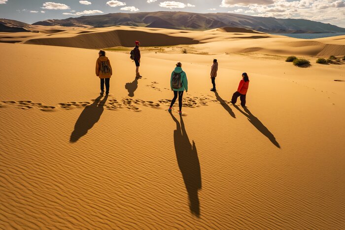 See a range of landscapes from limestone rock formations to desert sand dunes in the Middle Gobi