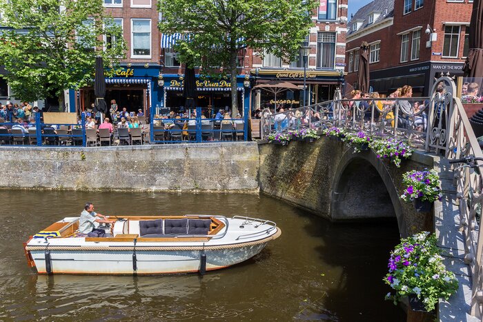 A boat and canal in Leeuwarden