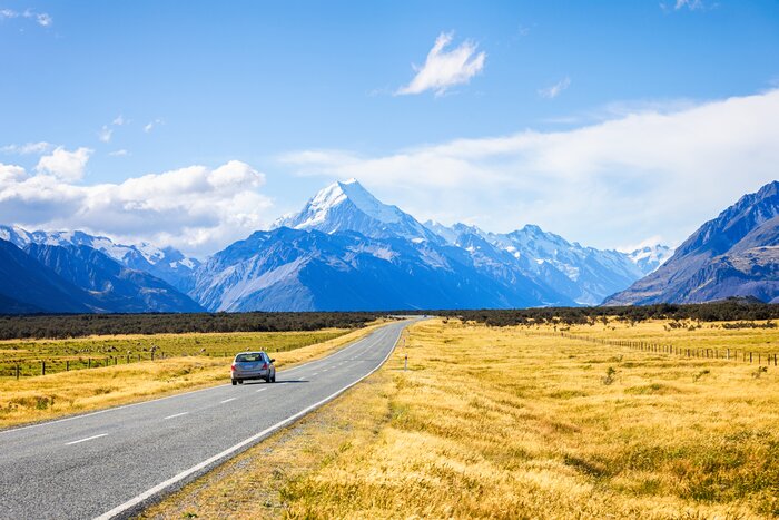 Road leading to Aoraki / Mount Cook National Park, South Island