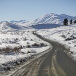 Snowy roads on the way to Lake Tekapo