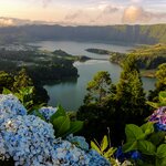 Explore São Miguel, stopping at landmarks like the Lagoa das Sete Ciudades