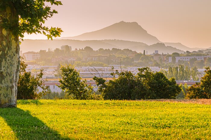 The Sainte-Victoire mountain is a limestone massif in the south of France to the east of Aix-en-Provence