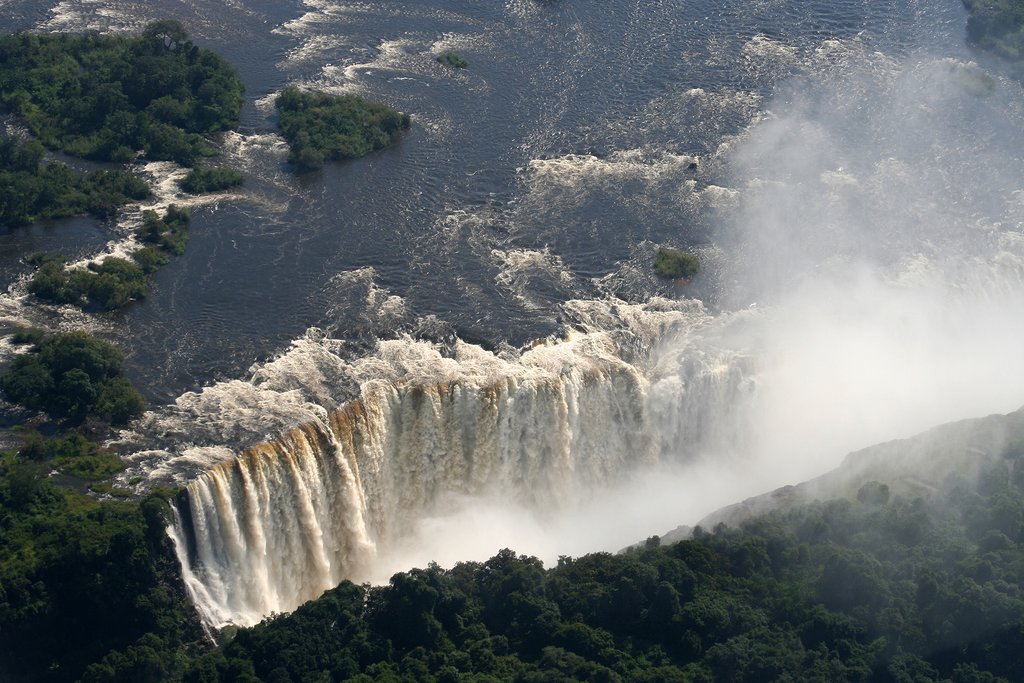 View of Victoria Falls from Helicopter