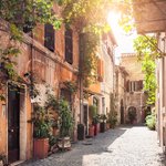Sun-filled street in Trastevere
