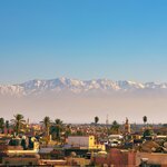 Snow-capped peaks over Marrakesh, Morocco