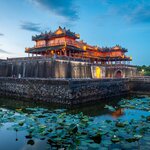 Twilight over Hue's imposing Imperial Citadel