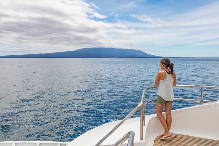 Hop between small and uninhabited islands of the Galápagos on a luxury catamaran cruiser