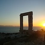 Naxos Portara at sunset