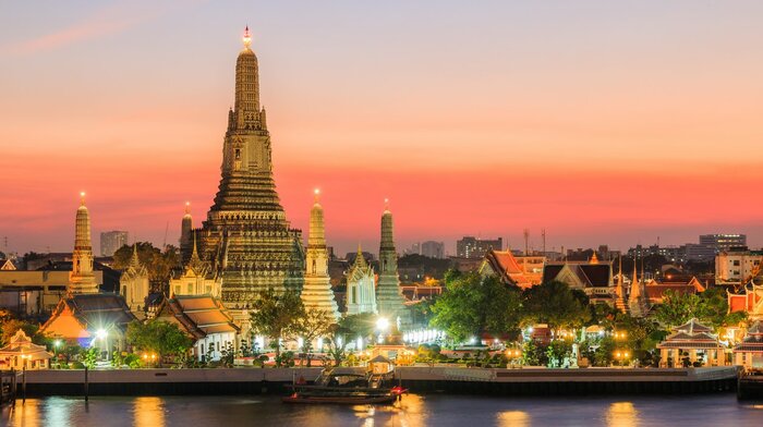 Take in riverside temple views on a luxury cruise in Bangkok