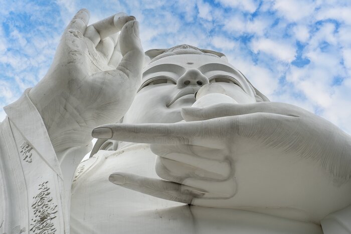 Detail of the Lady Buddha statue in Da Nang