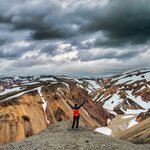 Landmannalaugar mountain background in Iceland's Fjallabak Nature Reserve in the Highlands