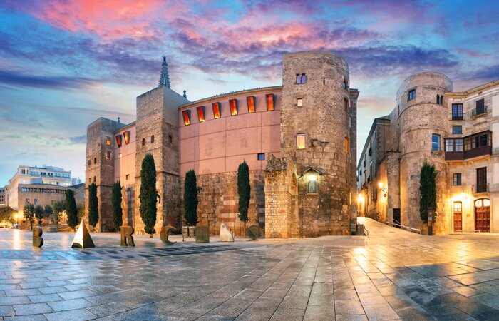 Explore Barcelona's Gothic Quarter after sundown for great photo opportunities
