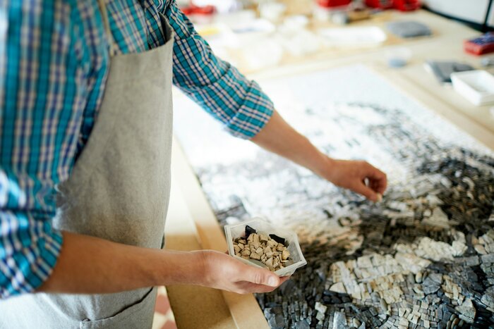 Mosaic workshop with a local micro-mosaic artisan