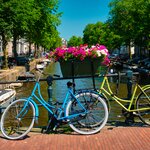 Bicycles beside the canals of Amsterdam