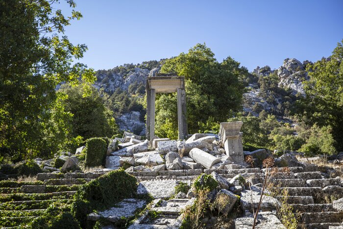 Explore the ancient ruins of Termessos on foot and look for Hadrian's Gate
