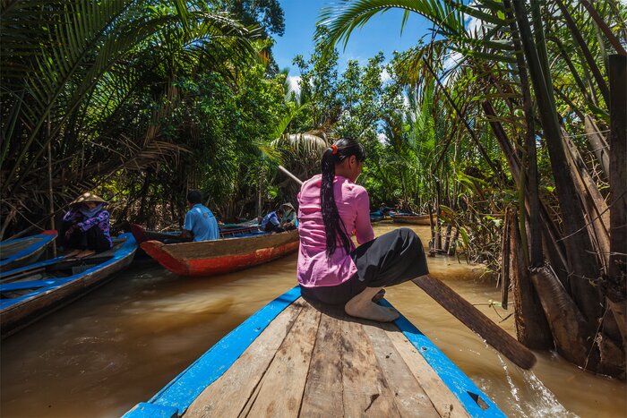 Boat down Vietnam's Mekong River