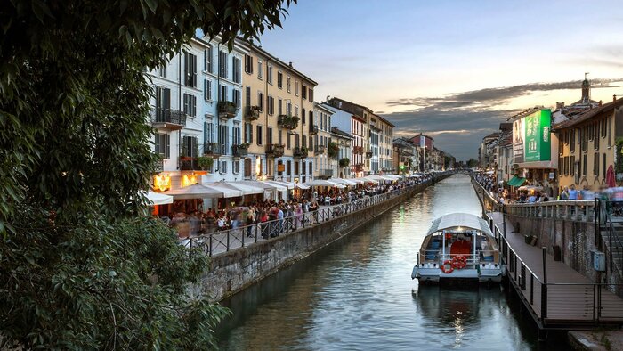Milan water city, marbles and fresh fish