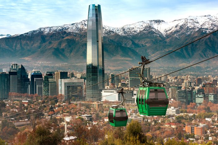 Cable car in Cerro San Cristobal, Santiago