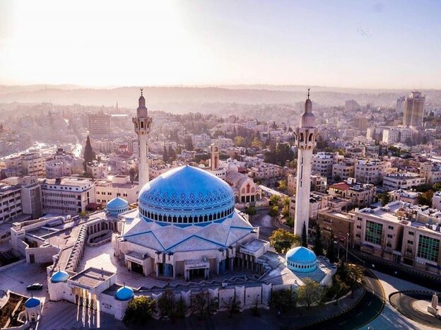 The "Blue Mosque" overlooking the city of Amman