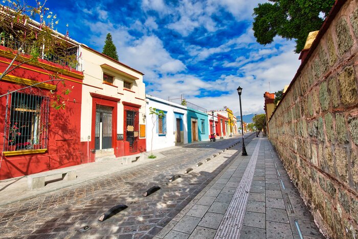 Oaxaca's scenic old city streets and colorful colonial buildings in historic city center