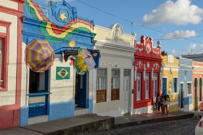 Colorful colinial houses in Olinda