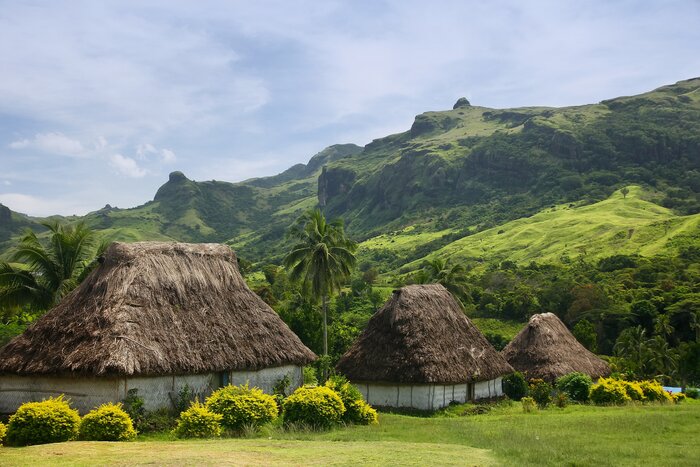 Traditional "bure" with thatched roof, Navala village, Viti Levu